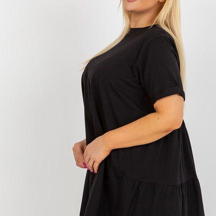 Plus Size Cotton Elastane Blouse With Round Neck And Short Sleeves - Très Elite