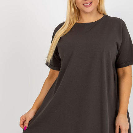 Plus Size Cotton Elastane Blouse With Round Neck And Short Sleeves - Très Elite
