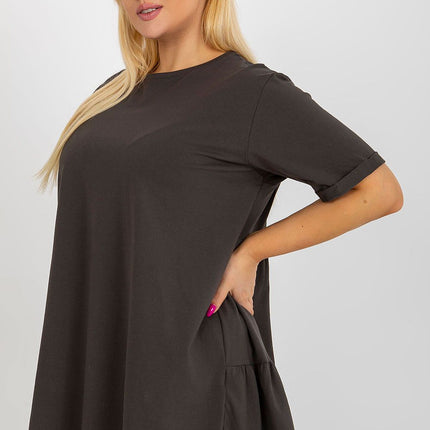 Plus Size Cotton Elastane Blouse With Round Neck And Short Sleeves - Très Elite