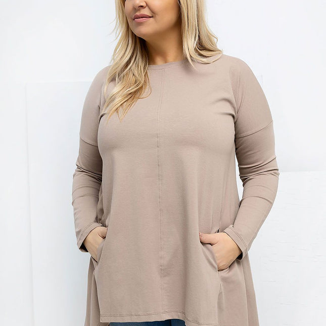 Plus Size Asymmetrical Hem Blouse With Longer Back For Flattering Fit - Très Elite