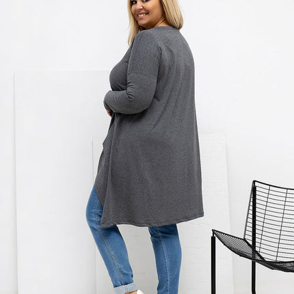 Plus Size Asymmetrical Hem Blouse With Longer Back For Flattering Fit - Très Elite