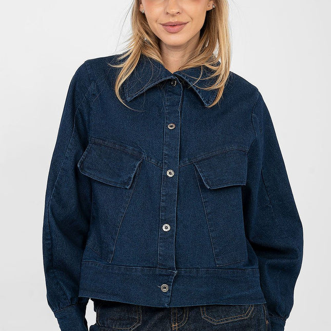 Womens Buttoned Denim Jacket For Casual Spring Summer Wear - Très Elite
