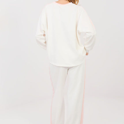Women's Tracksuit Set With Sweatshirt And Pants Decorative Inscriptions - Très Elite