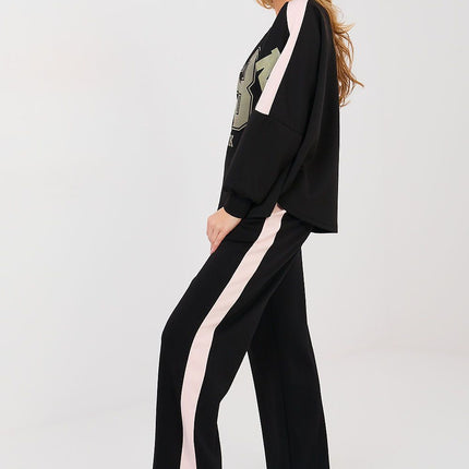 Women's Tracksuit Set With Sweatshirt And Pants Decorative Inscriptions - Très Elite