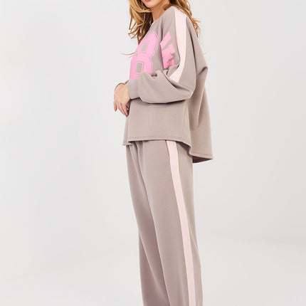 Women's Tracksuit Set With Sweatshirt And Pants Decorative Inscriptions - Très Elite