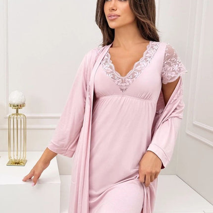 Elegant Comfort Nightshirt With Lace V Neck And No Underwire - Très Elite