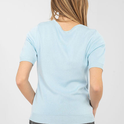 Women's Short Sleeve Sweater Viscose Polyester Blend Casual Knit - Très Elite