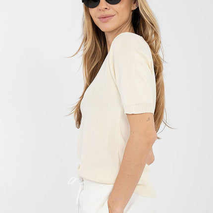 Women's Short Sleeve Sweater Viscose Polyester Blend Casual Knit - Très Elite