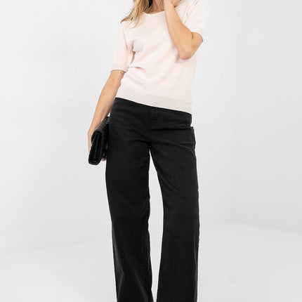 Women's Short Sleeve Sweater Viscose Polyester Blend Casual Knit - Très Elite
