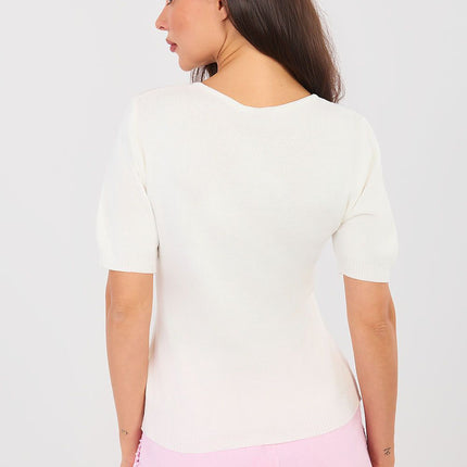 Women's Short Sleeve Sweater Viscose Polyester Blend Casual Knit - Très Elite