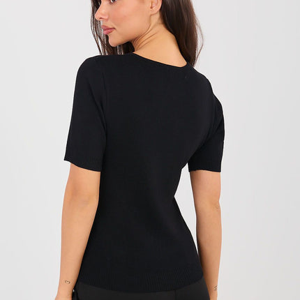 Women's Short Sleeve Sweater Viscose Polyester Blend Casual Knit - Très Elite