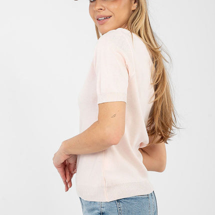 Womens Short Sleeve Casual Knit Sweater Viscose Polyester Blend For Work - Très Elite