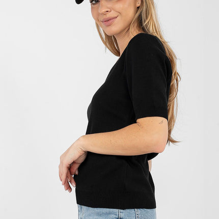 Womens Short Sleeve Casual Knit Sweater Viscose Polyester Blend For Work - Très Elite