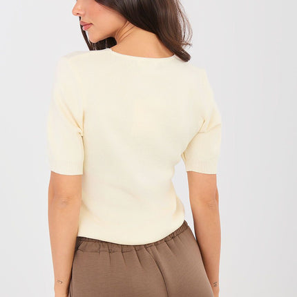 Womens Short Sleeve Casual Knit Sweater Viscose Polyester Blend For Work - Très Elite