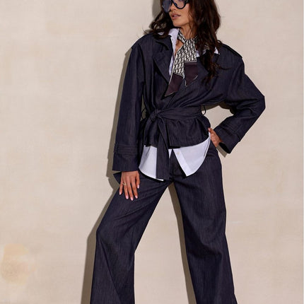 Women Wide Leg High Waist Trousers With Zip Fastening Designed In Poland - Très Elite