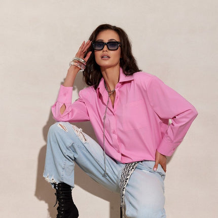 Polish Made Long Sleeve Buttoned Up Shirt With Subtle Shoulder Pads - Très Elite