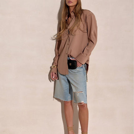 Polish Made Long Sleeve Buttoned Up Shirt With Subtle Shoulder Pads - Très Elite