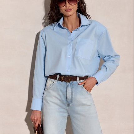 Polish Made Long Sleeve Buttoned Up Shirt With Subtle Shoulder Pads - Très Elite