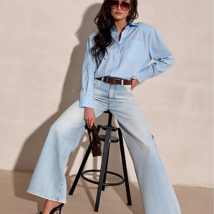 Polish Made Long Sleeve Buttoned Up Shirt With Subtle Shoulder Pads - Très Elite