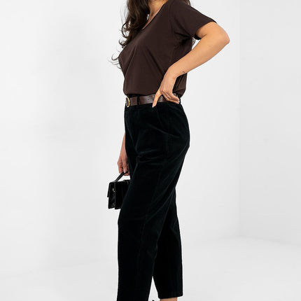 Italy Moda Professional Corduroy Trousers with Comfort Fit and Pockets
