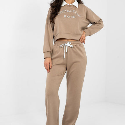 Hoodie And Trousers Tracksuit Set With Embroidered Front Logos For Casual Wear - Très Elite