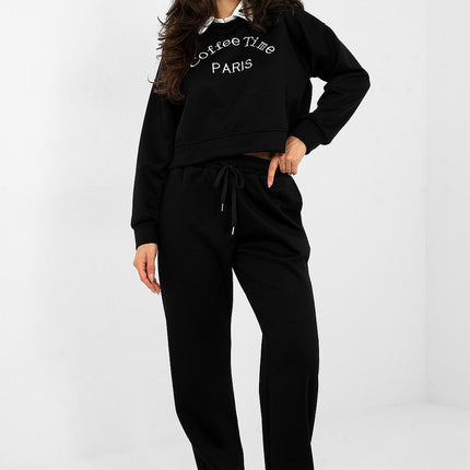 Hoodie And Trousers Tracksuit Set With Embroidered Front Logos For Casual Wear - Très Elite