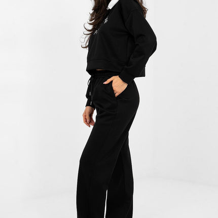 Hoodie And Trousers Tracksuit Set With Embroidered Front Logos For Casual Wear - Très Elite