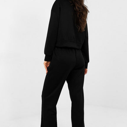 Hoodie And Trousers Tracksuit Set With Embroidered Front Logos For Casual Wear - Très Elite