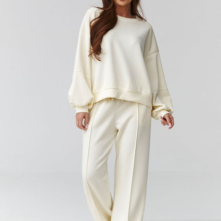 Oversize Women Sweatshirt and Straight Leg Pants Set Cozy Loungewear - Très Elite