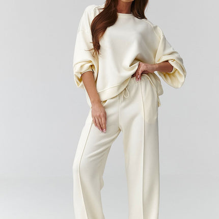 Oversize Women Sweatshirt and Straight Leg Pants Set Cozy Loungewear - Très Elite