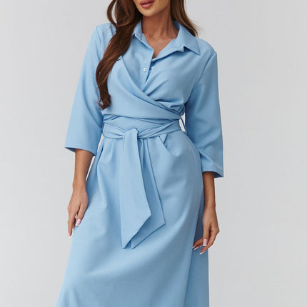 Elegant Wrap Midi Daydress With Adjustable Tie Belt For All Body Types - Très Elite