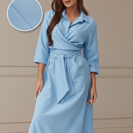 Elegant Wrap Midi Daydress With Adjustable Tie Belt For All Body Types - Très Elite