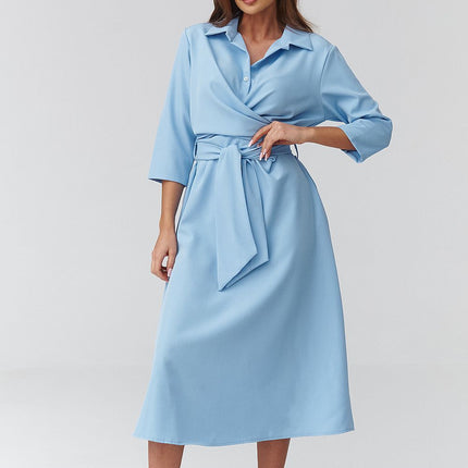 Elegant Wrap Midi Daydress With Adjustable Tie Belt For All Body Types - Très Elite