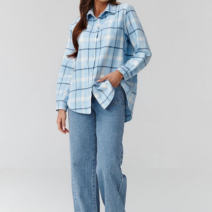 Plaid Long Sleeve Shirt With Loose Fit And Elongated Back - Très Elite