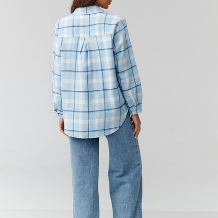 Plaid Long Sleeve Shirt With Loose Fit And Elongated Back - Très Elite