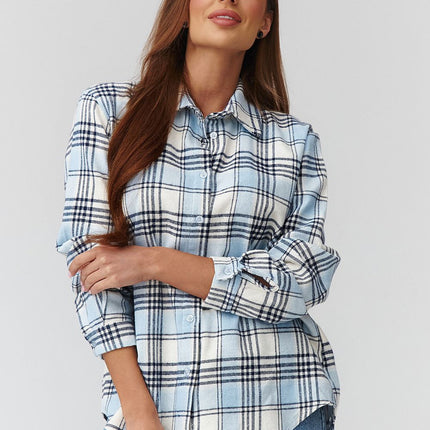 Plaid Long Sleeve Shirt With Loose Fit And Elongated Back - Très Elite
