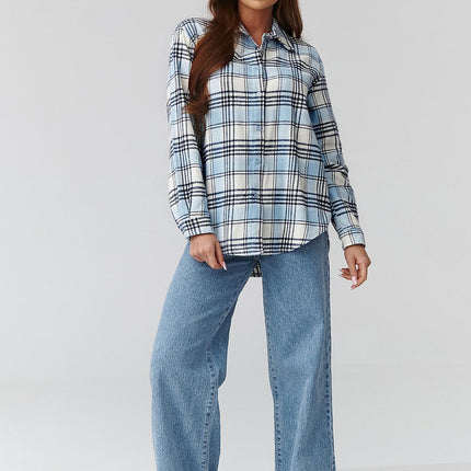 Plaid Long Sleeve Shirt With Loose Fit And Elongated Back - Très Elite