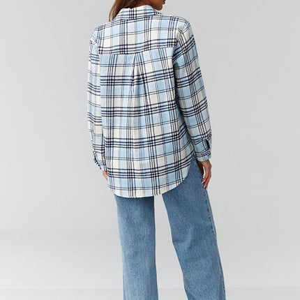 Plaid Long Sleeve Shirt With Loose Fit And Elongated Back - Très Elite