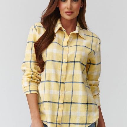 Plaid Long Sleeve Shirt With Loose Fit And Elongated Back - Très Elite