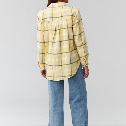 Plaid Long Sleeve Shirt With Loose Fit And Elongated Back - Très Elite