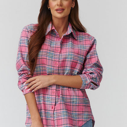 Plaid Long Sleeve Shirt With Loose Fit And Elongated Back - Très Elite