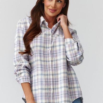 Plaid Long Sleeve Shirt With Loose Fit And Elongated Back - Très Elite