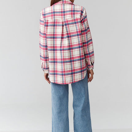 Plaid Long Sleeve Shirt With Loose Fit And Elongated Back - Très Elite