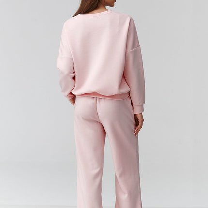 Women One Size Set With Long Sleeve Loose Blouse And Wide Leg Trousers - Très Elite