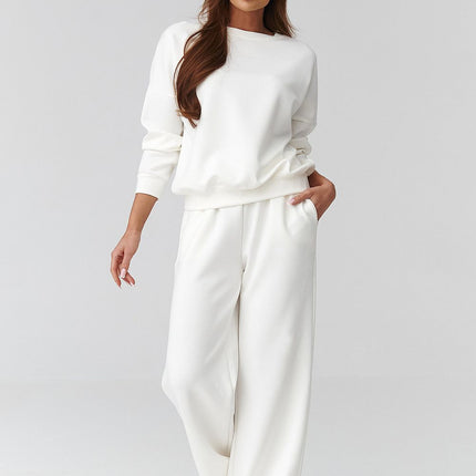Women One Size Set With Long Sleeve Loose Blouse And Wide Leg Trousers - Très Elite