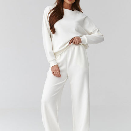Women One Size Set With Long Sleeve Loose Blouse And Wide Leg Trousers - Très Elite