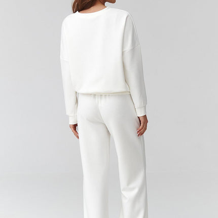 Women One Size Set With Long Sleeve Loose Blouse And Wide Leg Trousers - Très Elite