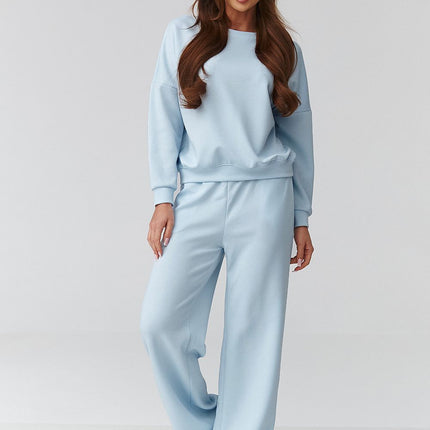 Women One Size Set With Long Sleeve Loose Blouse And Wide Leg Trousers - Très Elite