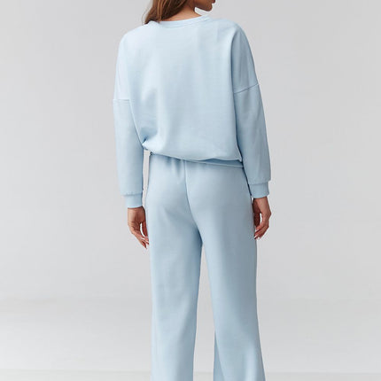 Women One Size Set With Long Sleeve Loose Blouse And Wide Leg Trousers - Très Elite