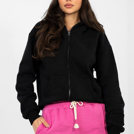 Womens Zip Up Hooded Sweatshirt With Pockets Cotton Elastane Blend - Très Elite